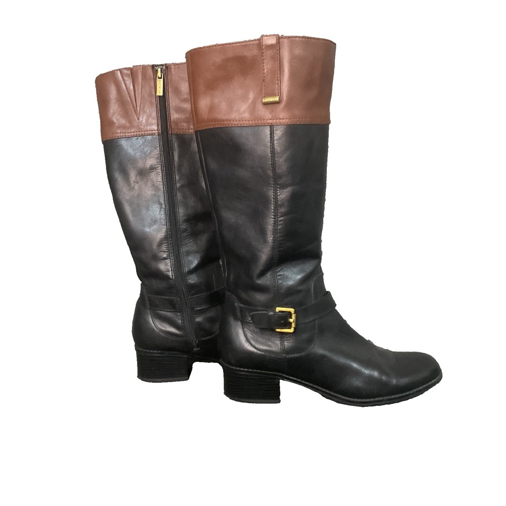 BANDOLINO WOMEN'S JIMANI BLACK /BROWN LEATHER BOOTS SIZE 9.5